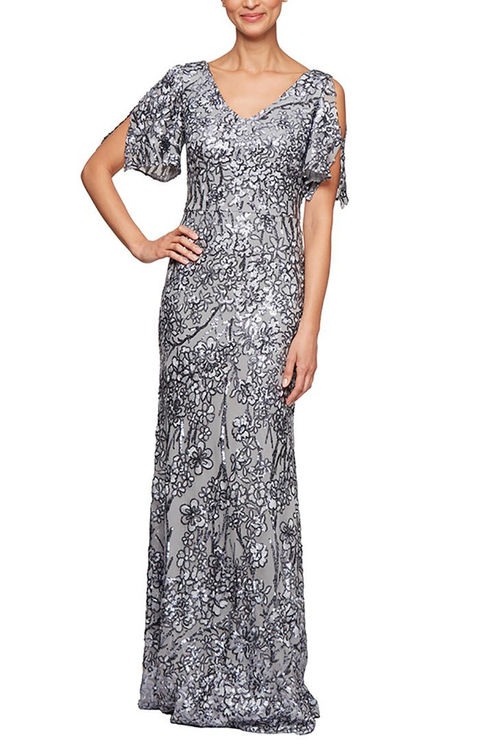 photo of black and silver alex and evenings designer dress