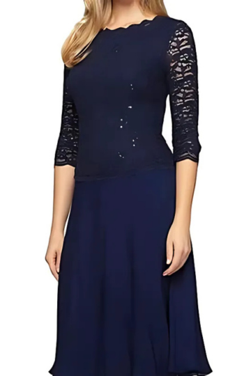 indoor photo of woman wearing blue christina wu designer dress