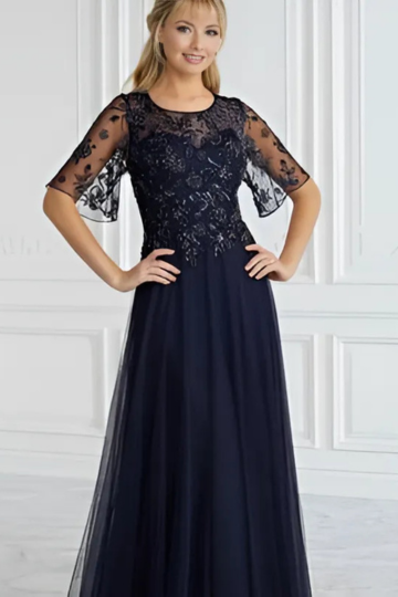 indoor photo of woman wearing blue christina wu designer dress