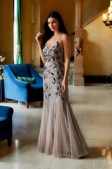 indoor photo of woman wearing designer house of wu dress