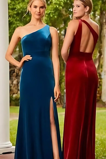 women wearing blue and red designer mother's dresses