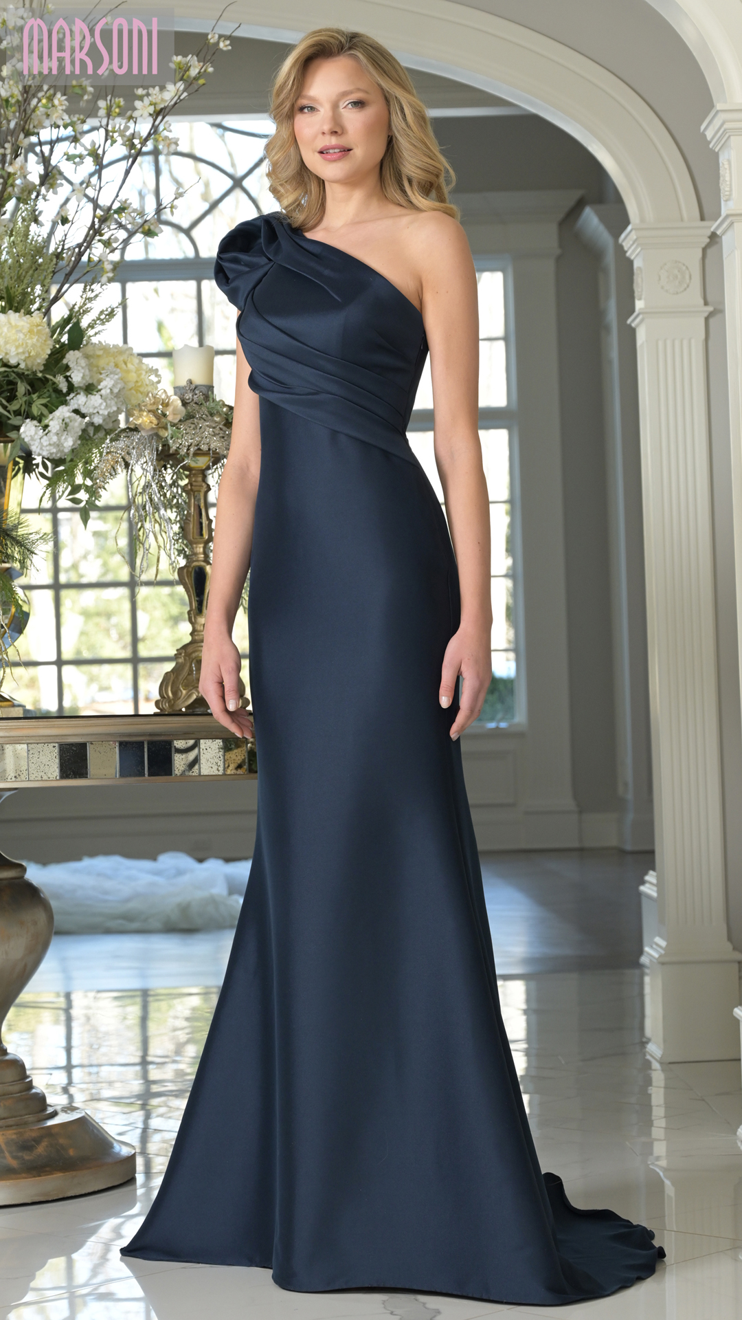 woman wearing dark black marsoni mother's designer dress